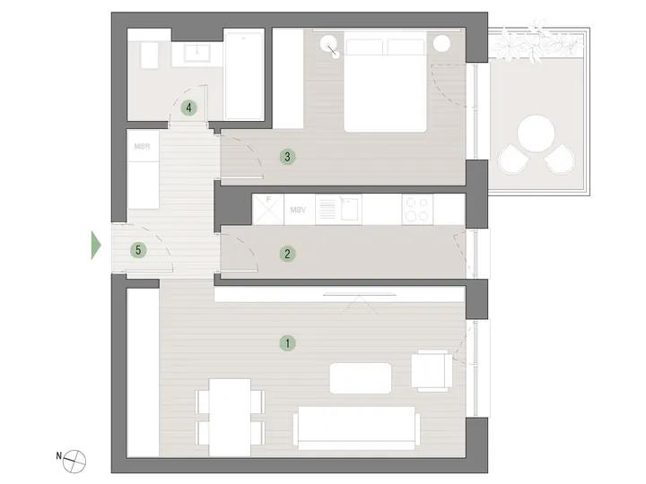 Plan apartament 2 camere C2.01.15 Mestecenilor Residence