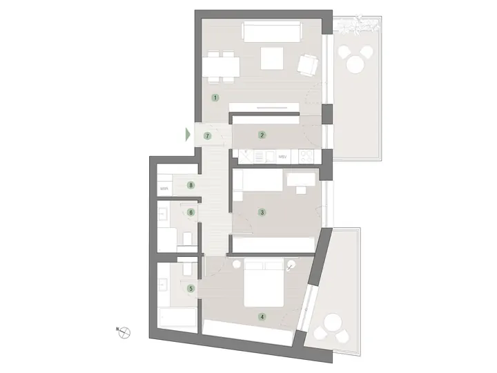 Plan apartament 3 camere C3.01.06 Mestecenilor Residence