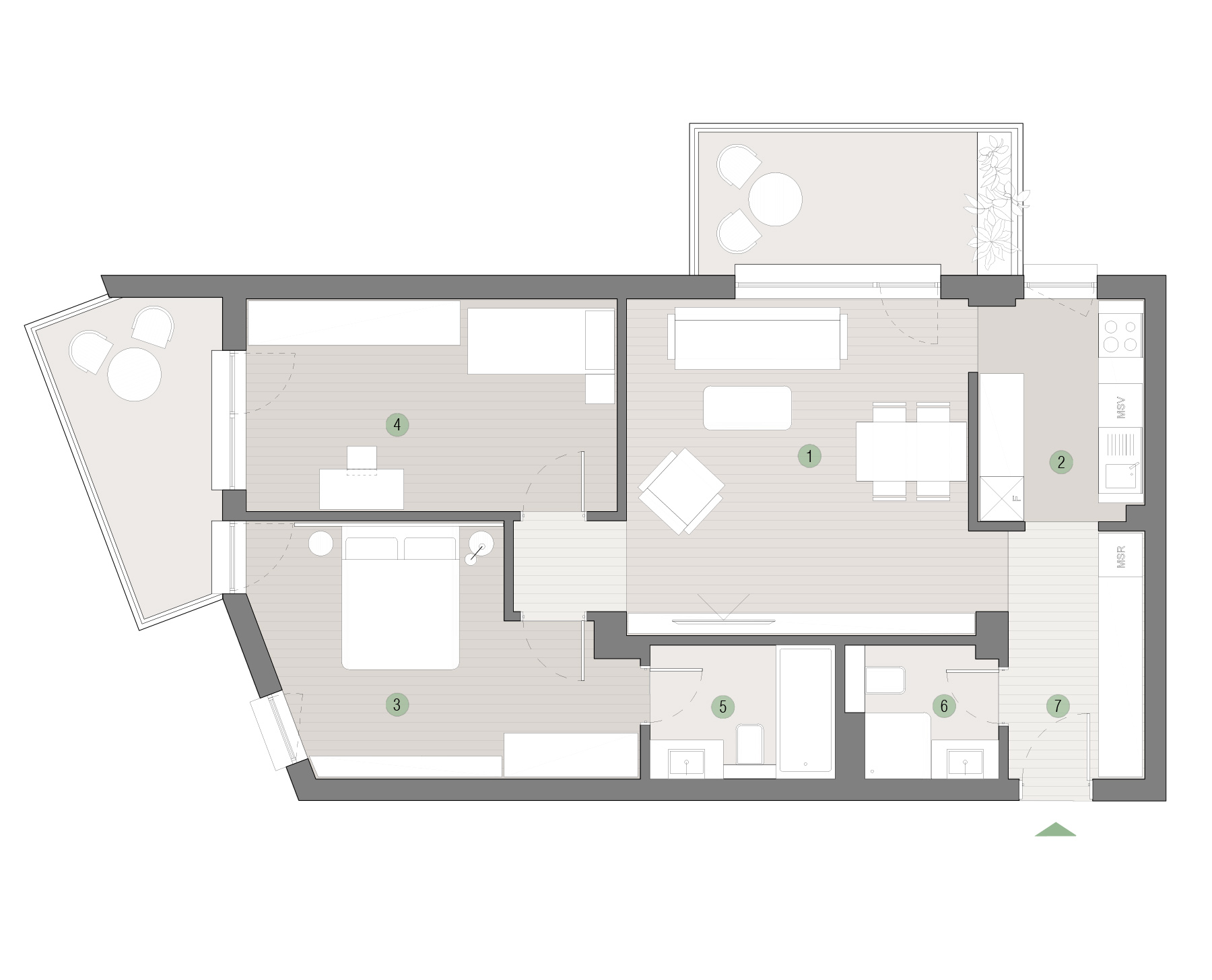 Plan apartament 3 camere C1.03.03 Mestecenilor Residence Sibiu