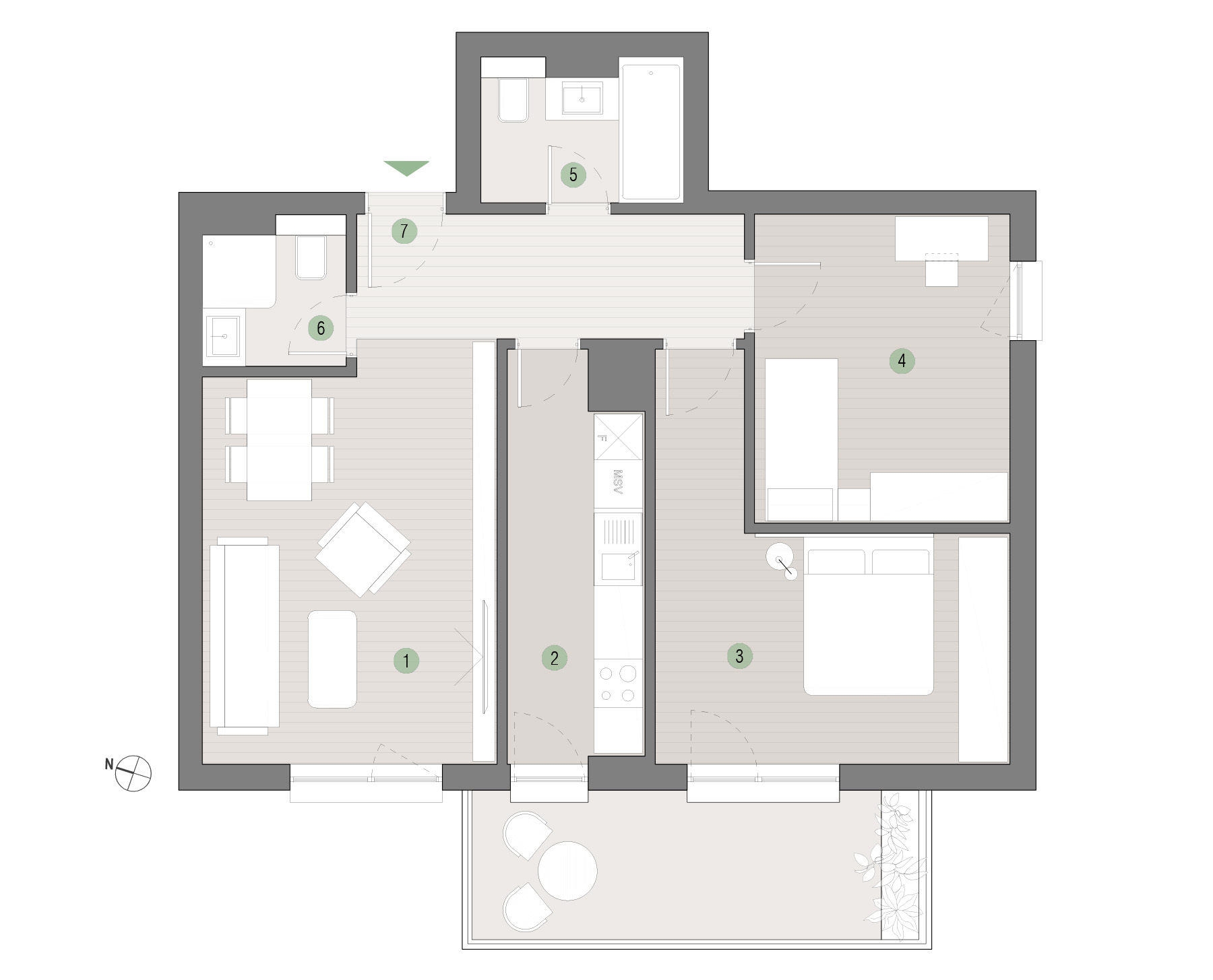Plan apartament 3 camere C1.03.06 Mestecenilor Residence Sibiu